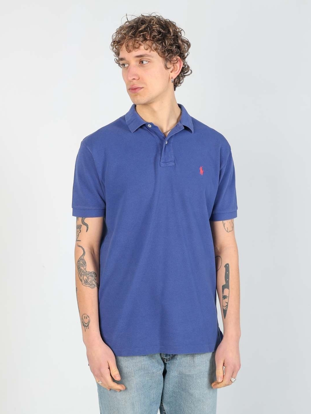 Ralph Lauren Men’s Classic Polo in Royal Blue with Pink Logo